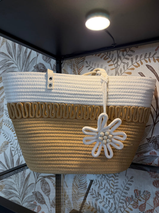 SAC CABAS BOHÈME ÉCRUS-BEIGE