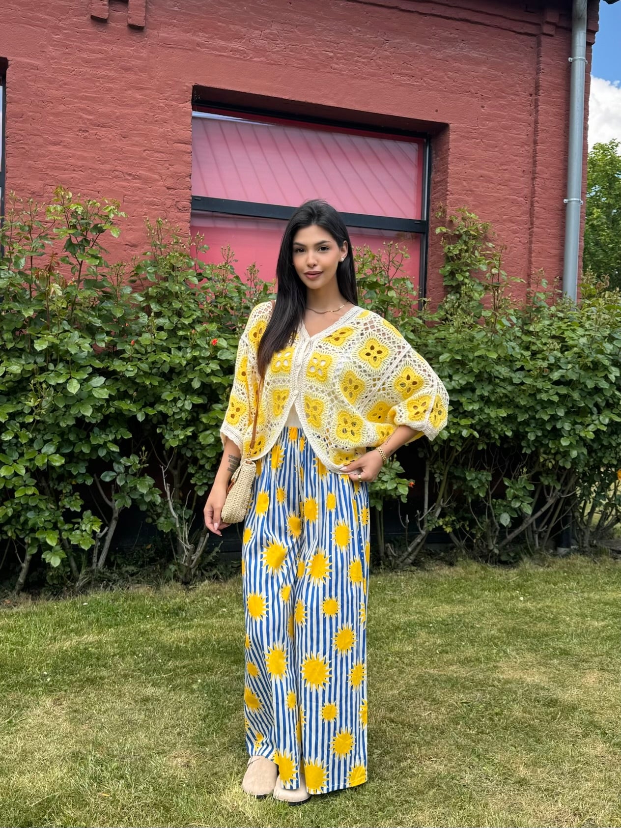 PANTALON FLUIDE RAYURES IMPRIMÉ SOLEIL