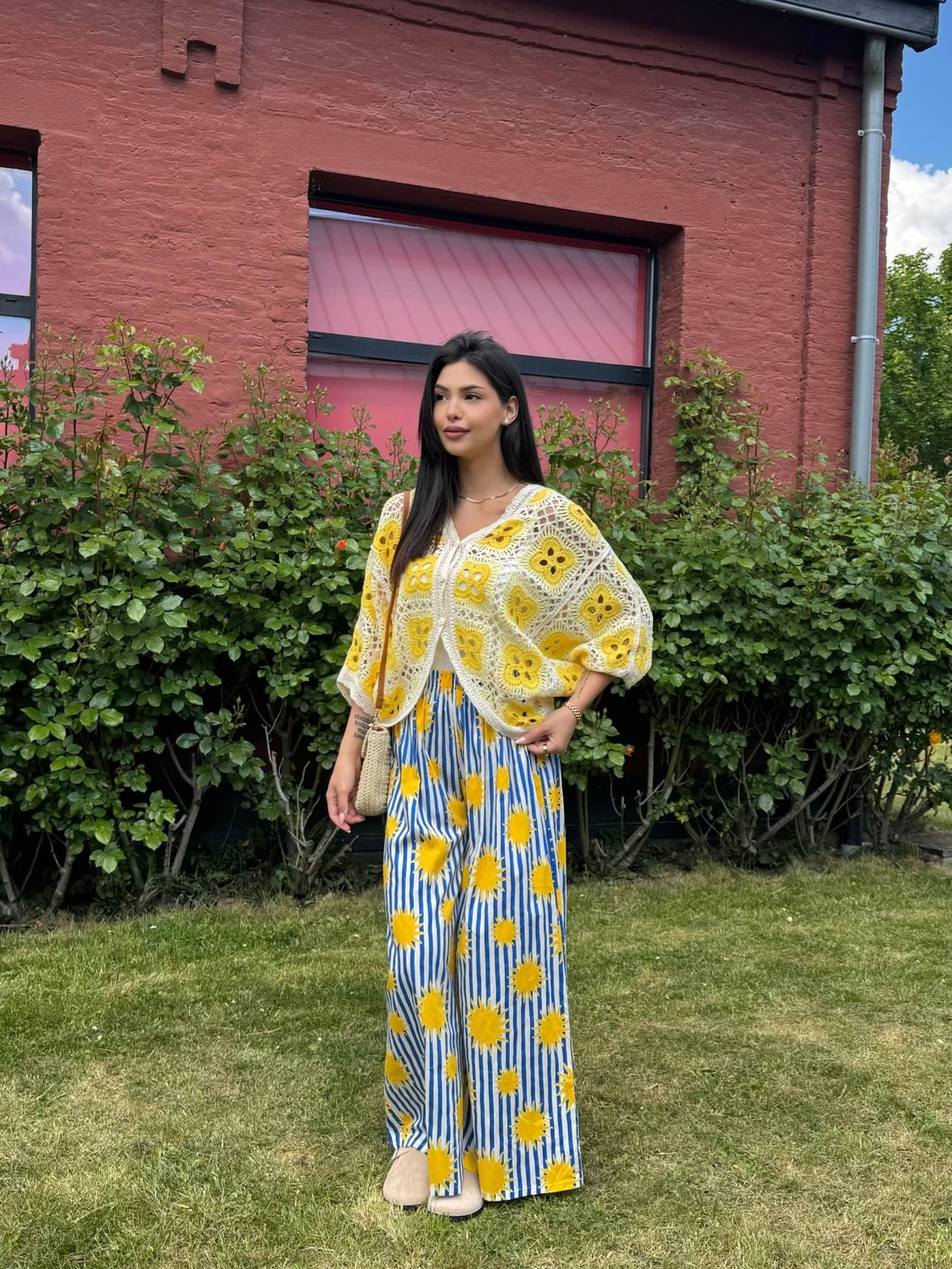 PANTALON FLUIDE RAYURES IMPRIMÉ SOLEIL