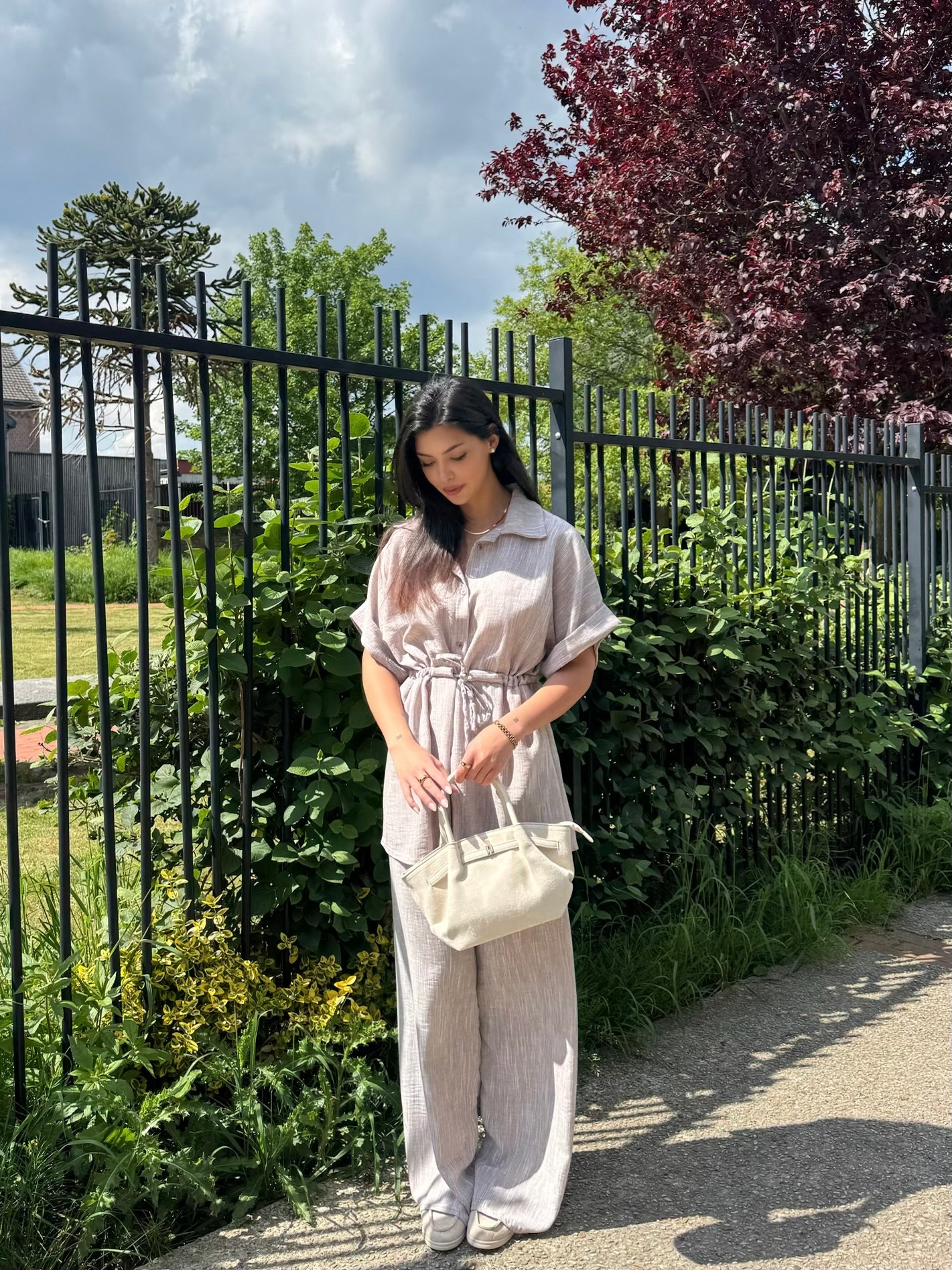 ENSEMBLE CINTRÉ BEIGE CHINÉ