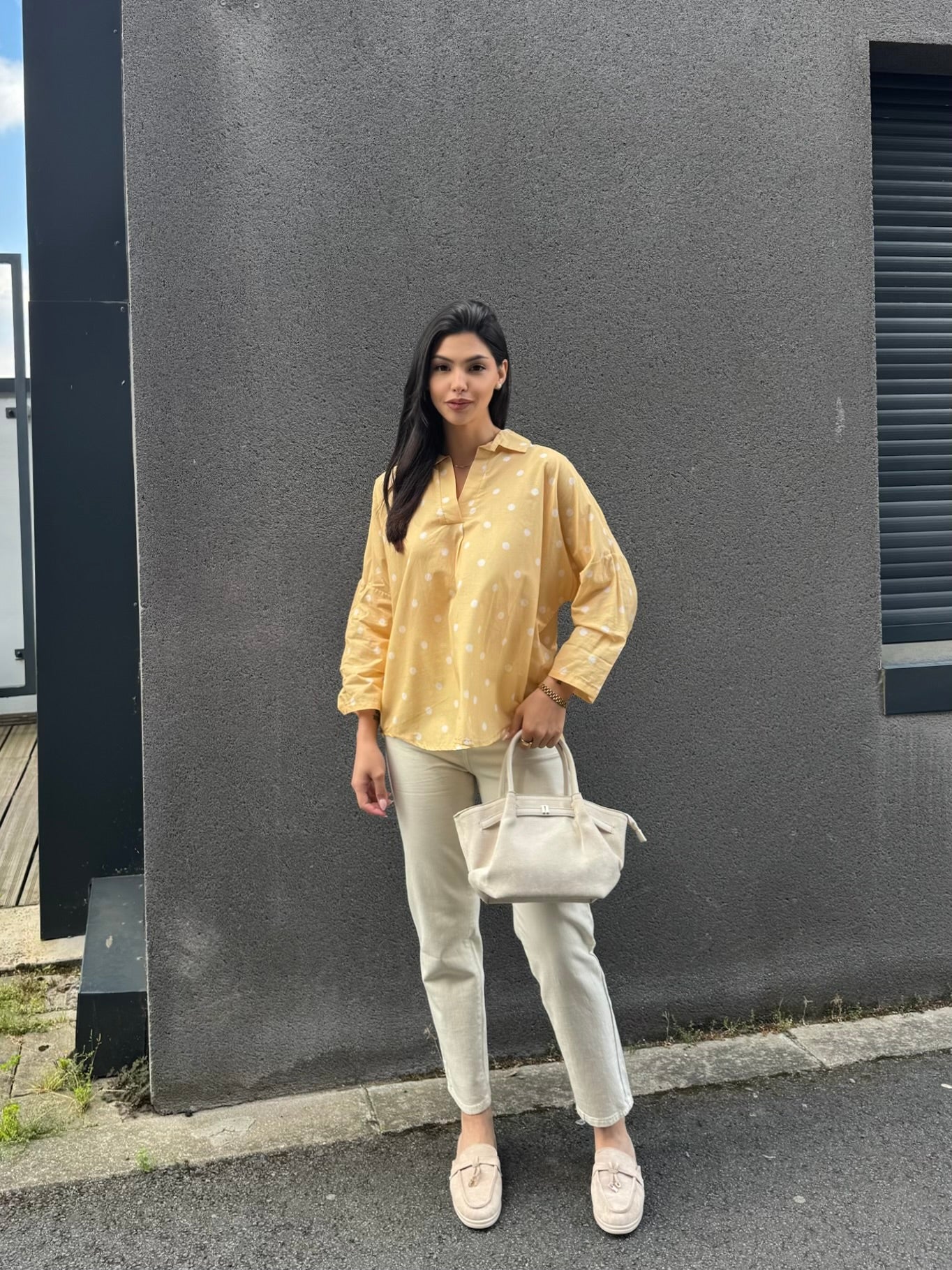 BLOUSE JAUNE A POIS