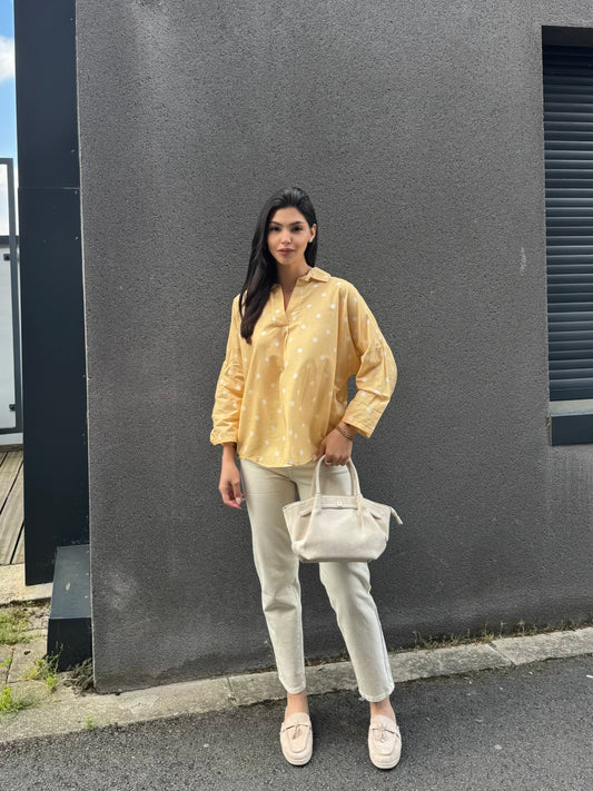 BLOUSE JAUNE A POIS