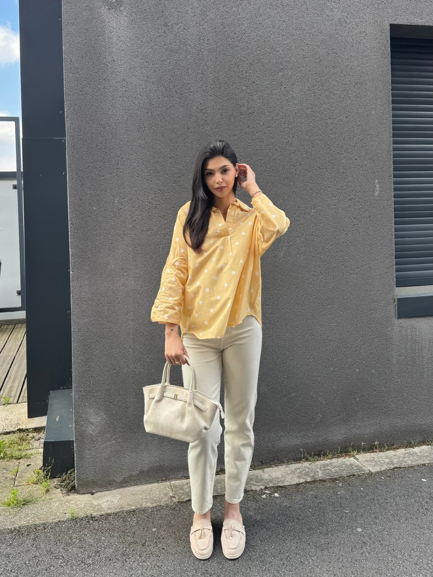 BLOUSE JAUNE A POIS