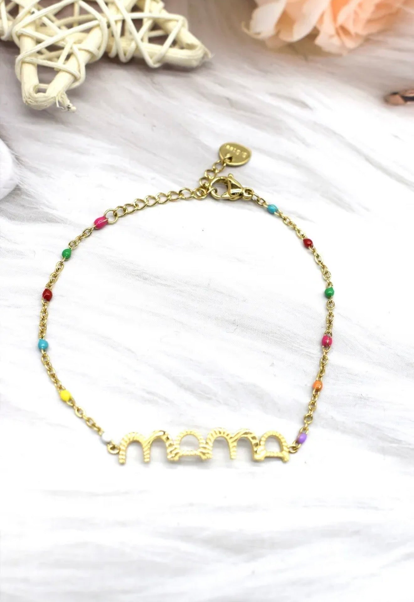 BRACELET MAMA AVEC PERLES DE COULEUR