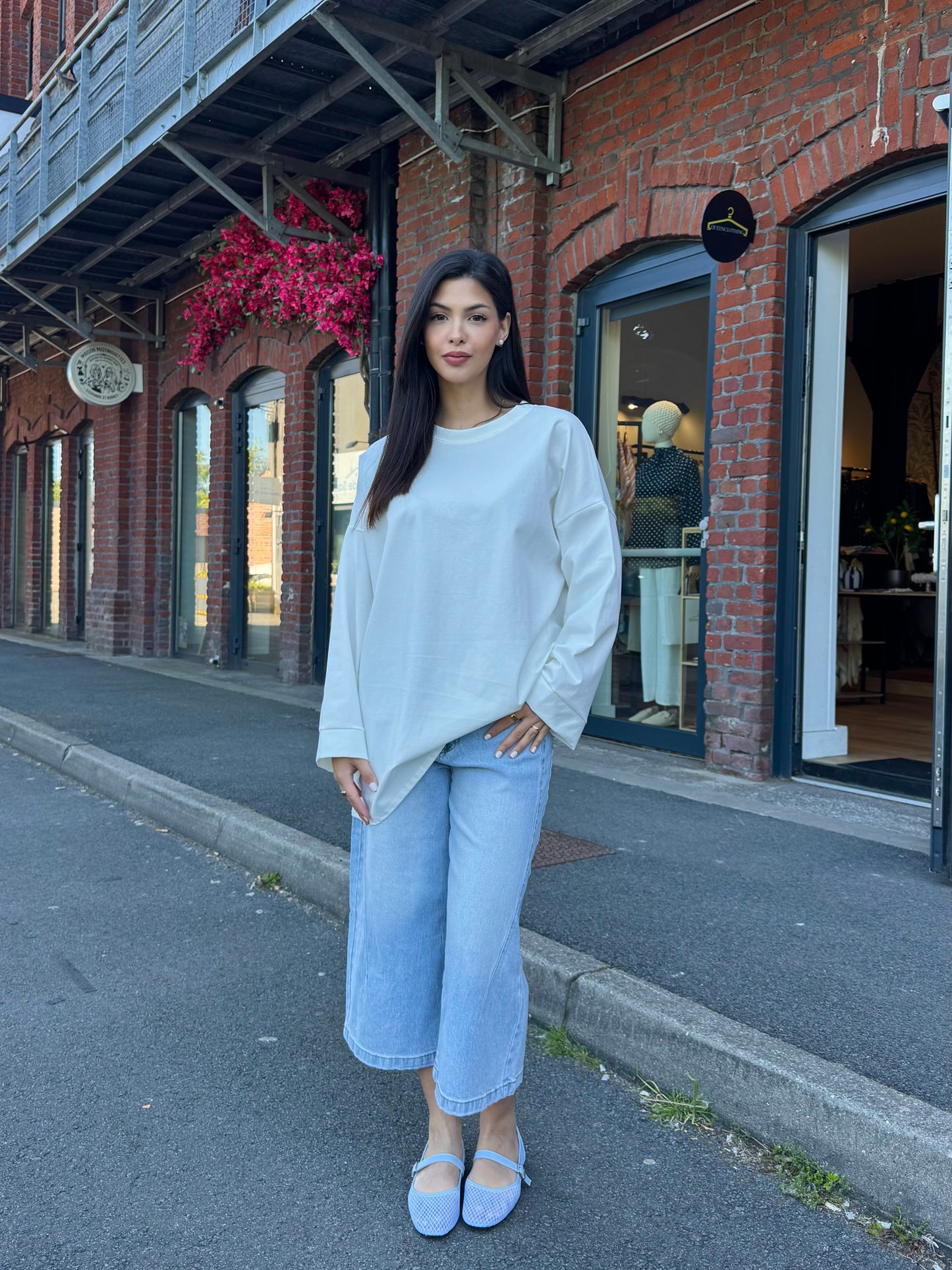 T SHIRT MANCHE LONGUE BLANC
