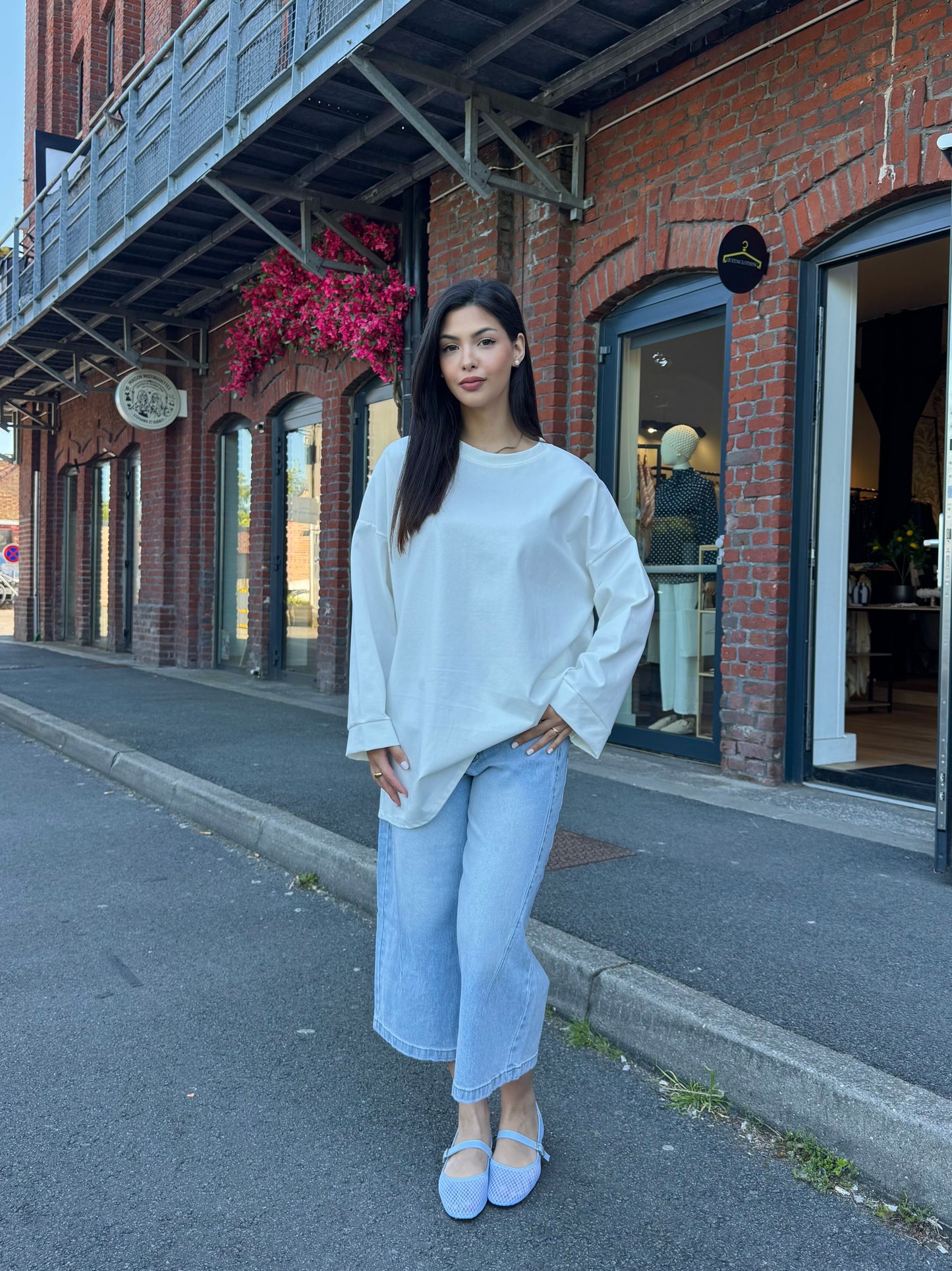 T SHIRT MANCHE LONGUE BLANC