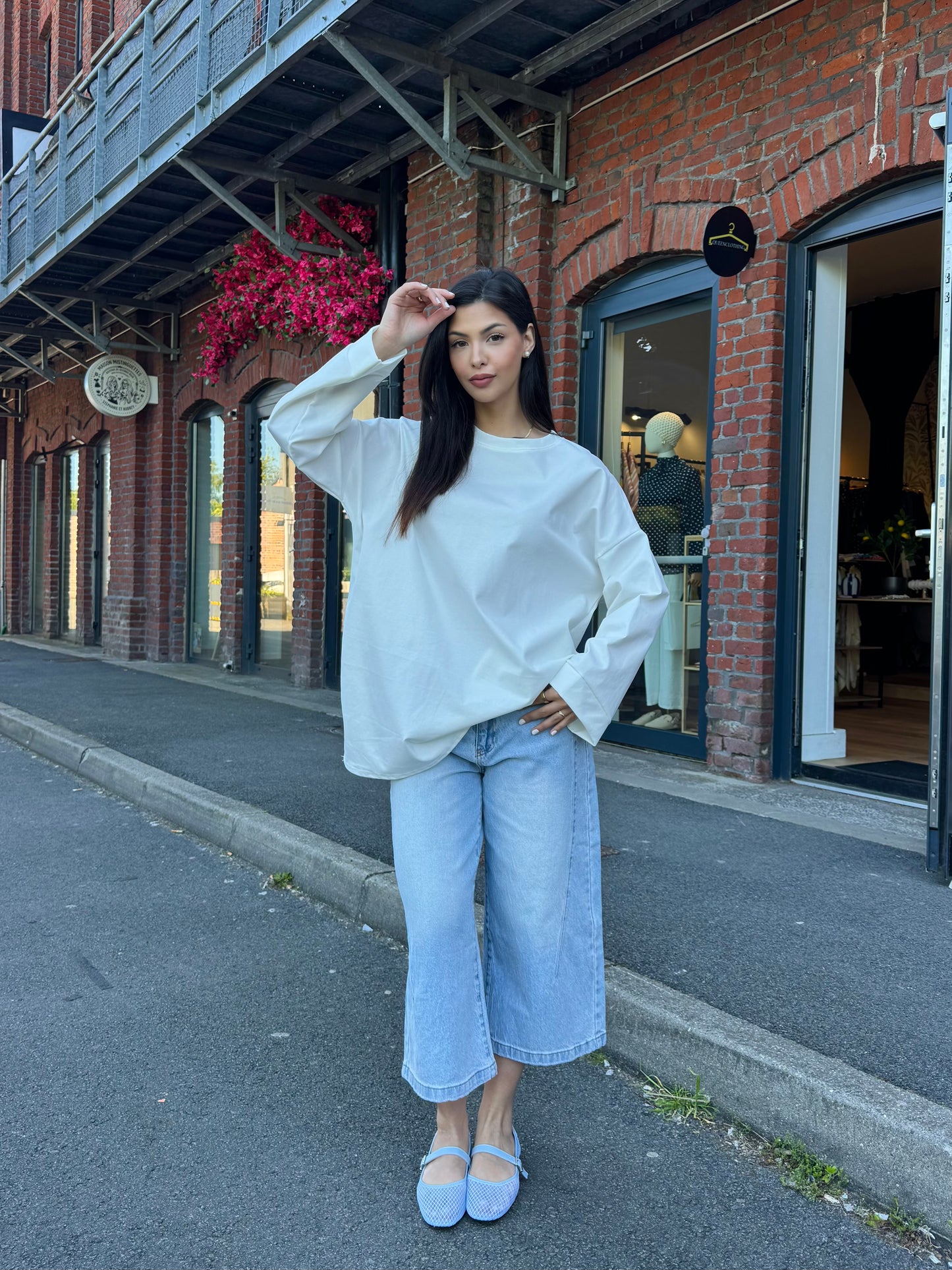 T SHIRT MANCHE LONGUE BLANC