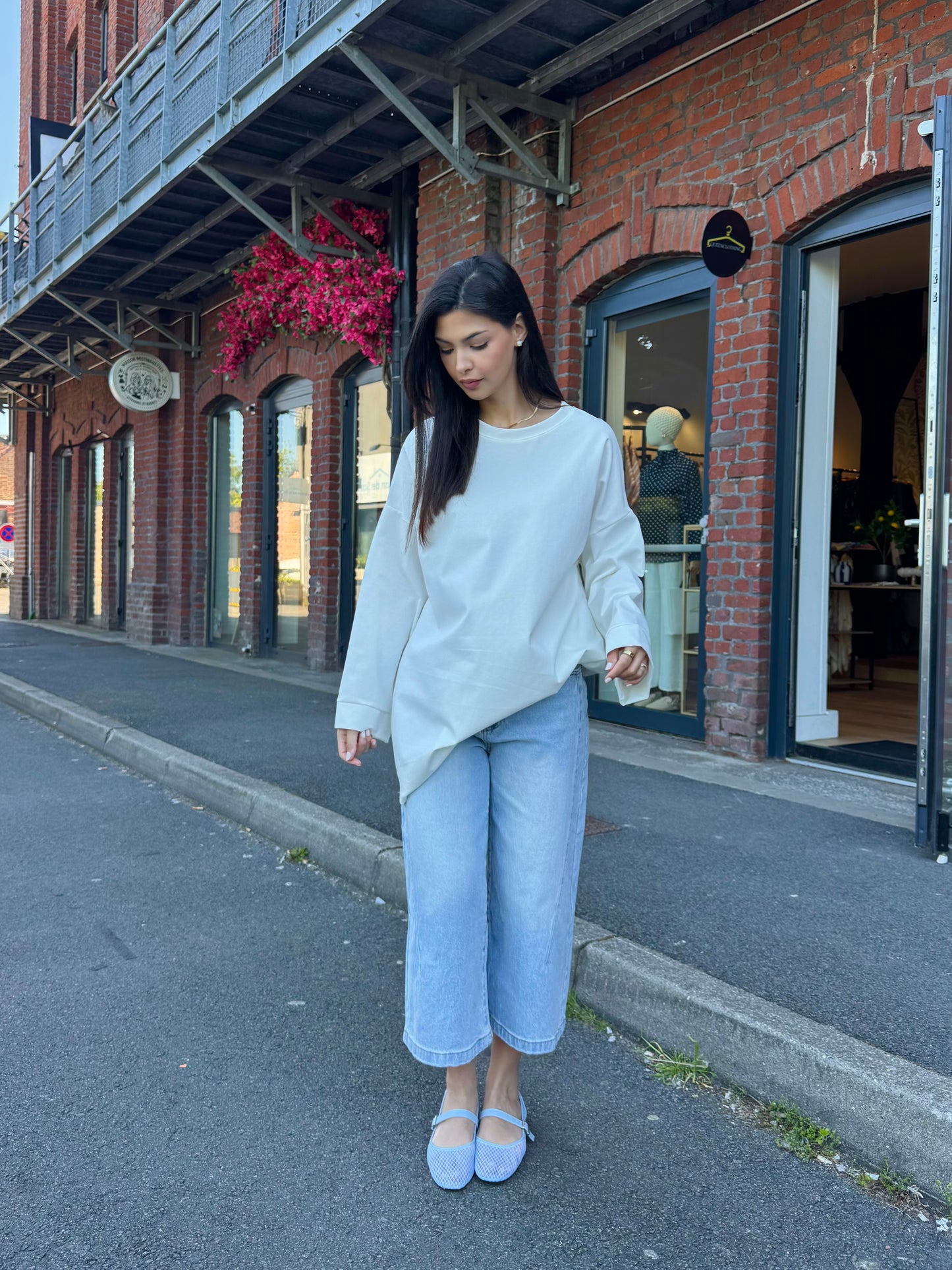 T SHIRT MANCHE LONGUE BLANC