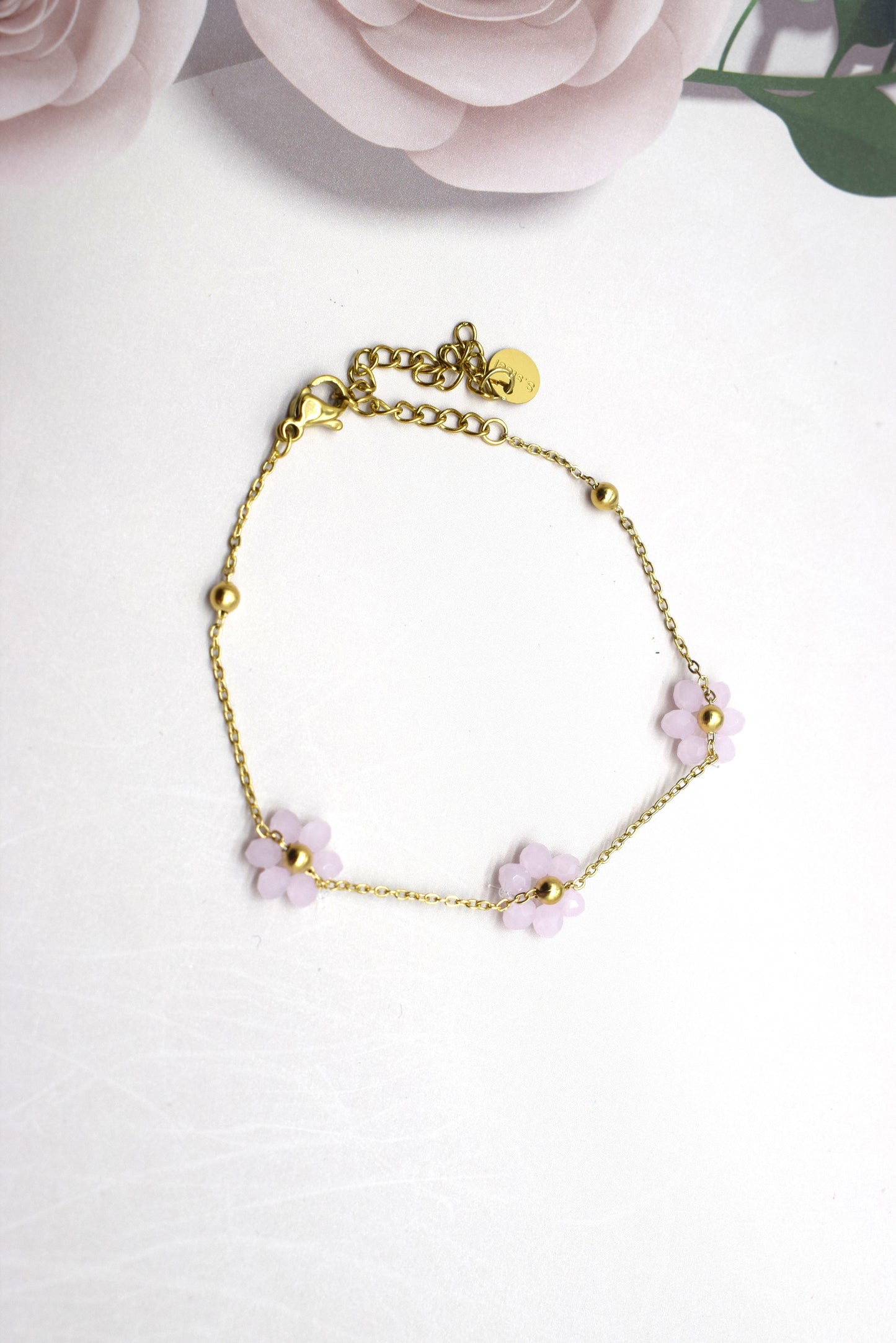 BRACELET FLEUR VIOLET PASTEL