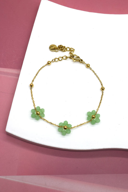 BRACELET FLEUR VERT