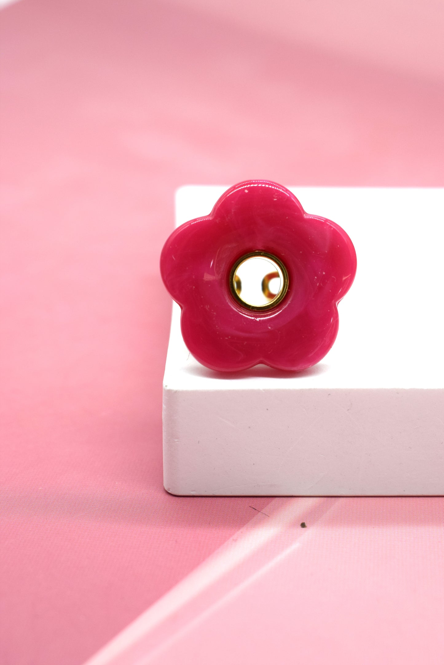 BAGUE FLEUR ROSE FONCÉE