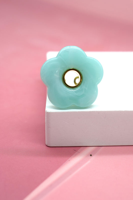 BAGUE FLEUR BLEU TURQUOISE