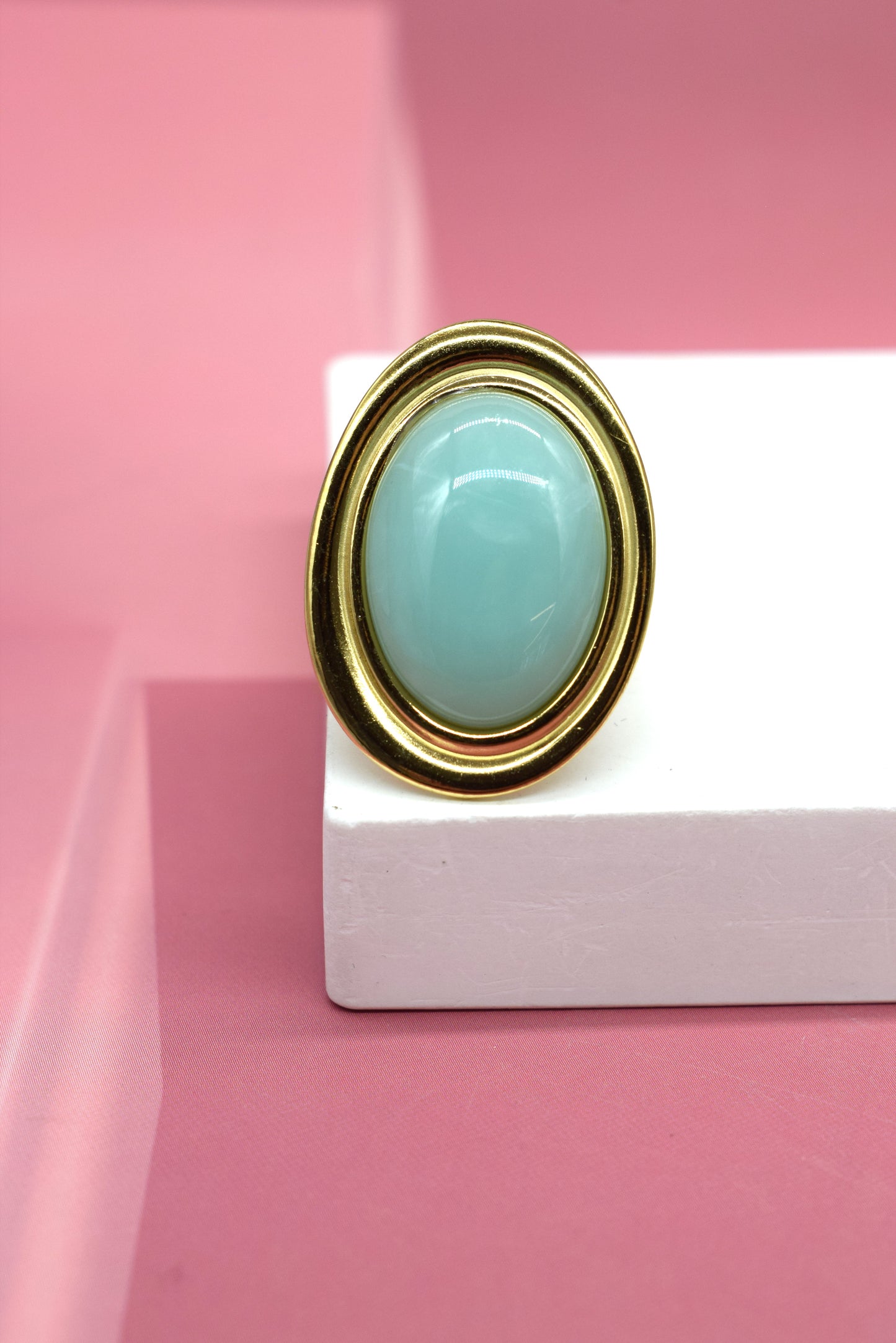 BAGUE DORÉE PIERRE BLEU TURQUOISE