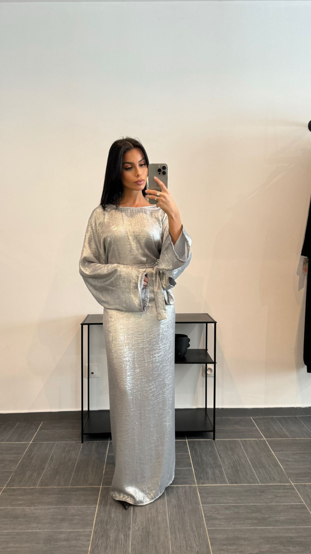 ABAYA CEINTURÉ ARGENT BRILLANT