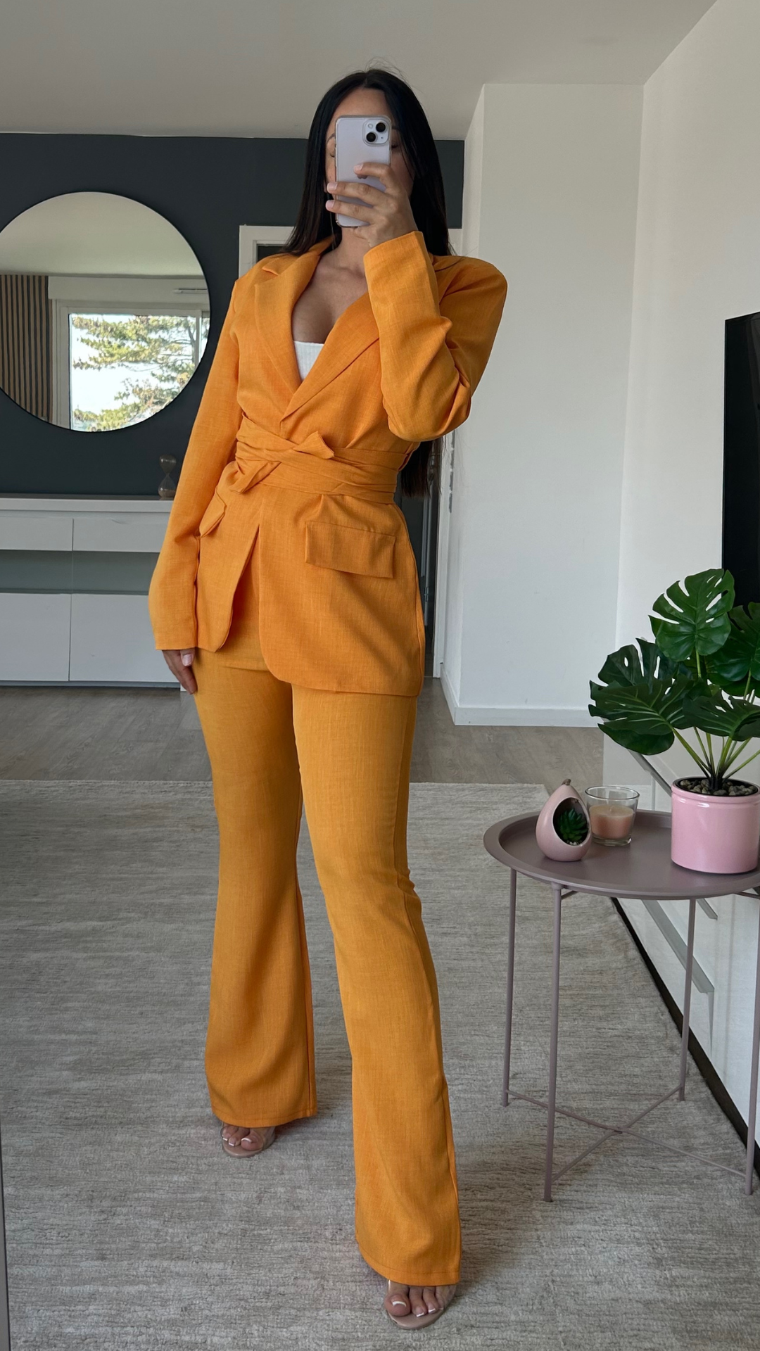 ENSEMBLE BLAZER CEINTURÉ ORANGE